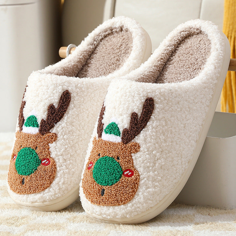 Cozy Elk Christmas Slippers: Soft Winter Comfort for Your Home