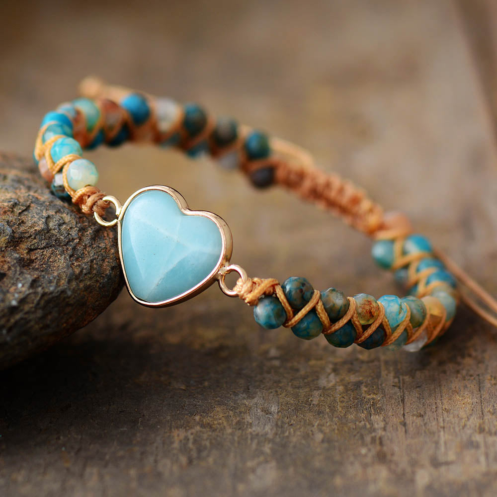 Heart-Shaped Amazonite Charm Bracelets for Women