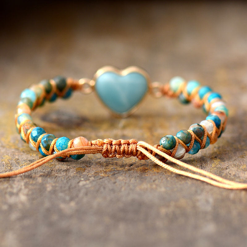 Heart-Shaped Amazonite Charm Bracelets for Women