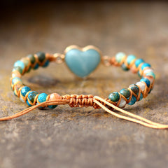 Heart-Shaped Amazonite Charm Bracelets for Women