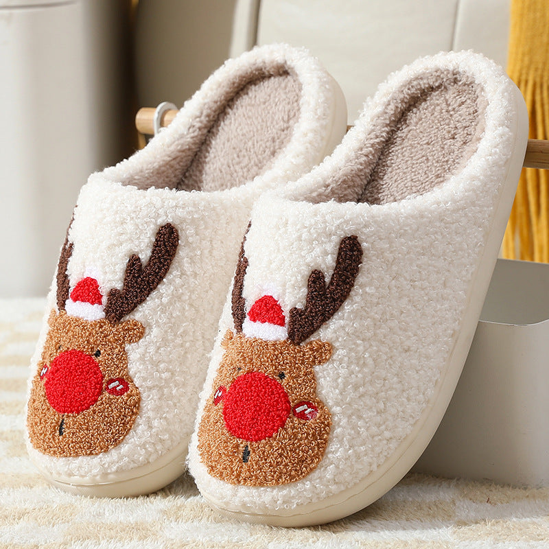 Cozy Elk Christmas Slippers: Soft Winter Comfort for Your Home