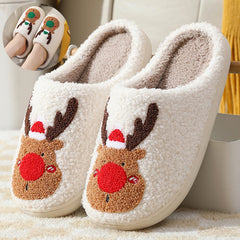 Cozy Elk Christmas Slippers: Soft Winter Comfort for Your Home