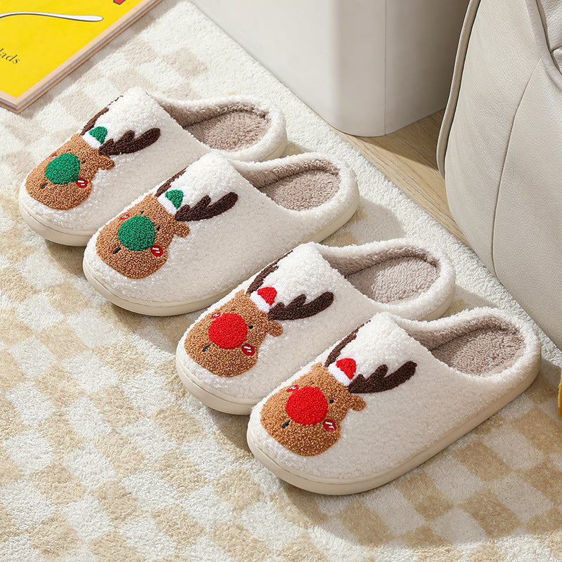 Cozy Elk Christmas Slippers: Soft Winter Comfort for Your Home