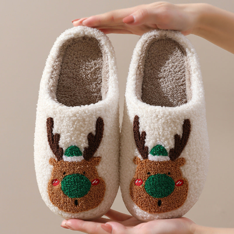 Cozy Elk Christmas Slippers: Soft Winter Comfort for Your Home