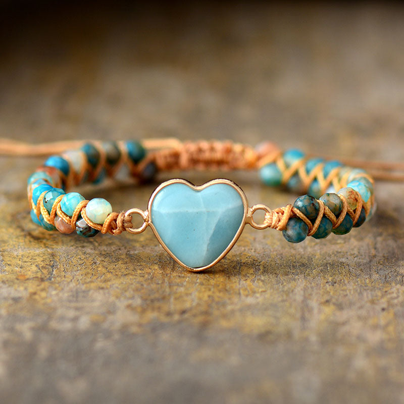 Heart-Shaped Amazonite Charm Bracelets for Women