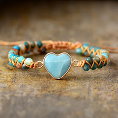 Heart-Shaped Amazonite Charm Bracelets for Women