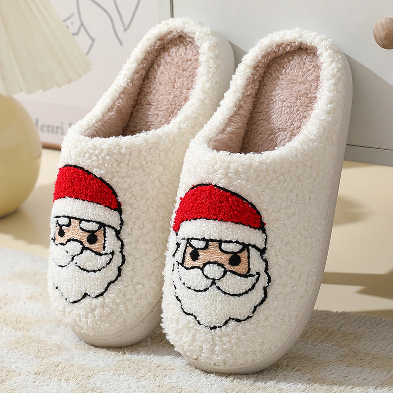 Christmas Santa Claus Cotton Slippers - Warm & Furry