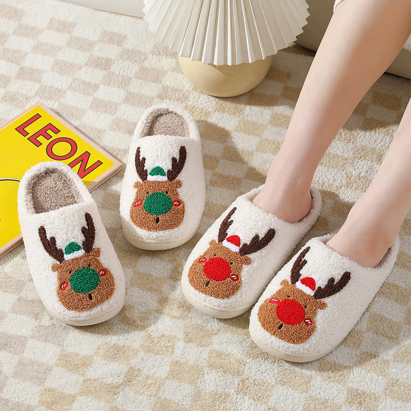 Cozy Elk Christmas Slippers: Soft Winter Comfort for Your Home