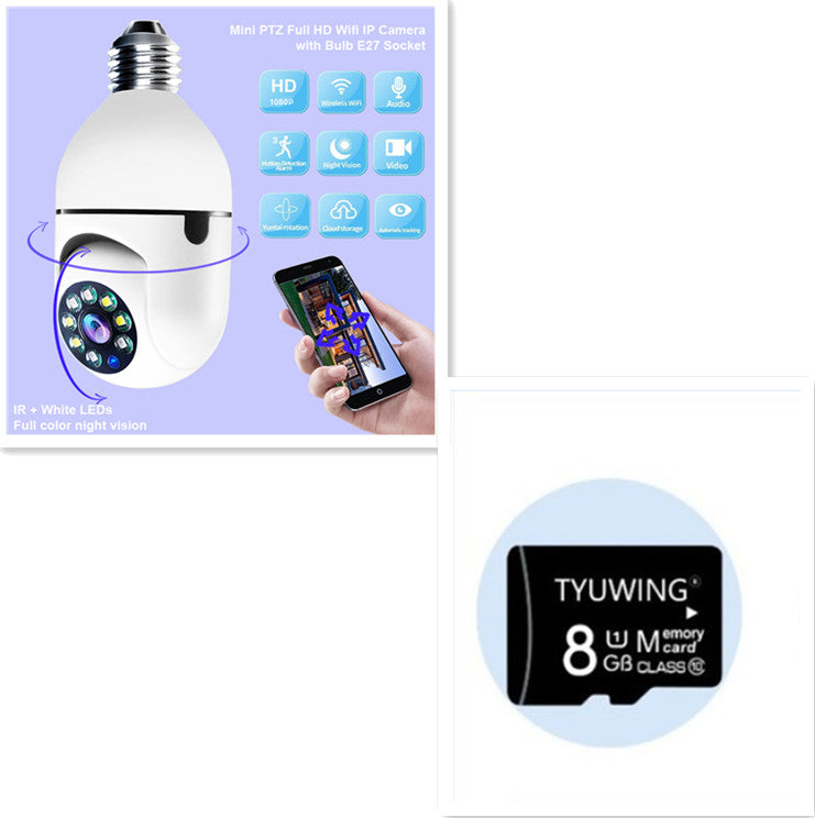 E27 Home 5G WiFi Alarm Monitor 1080P Bulb Camera 4X Zoom